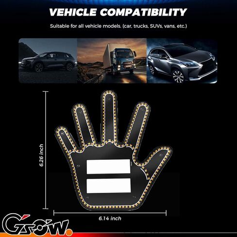 ضوء إيماءة اليد للسيارة، لافتة LED مع 4 أوضاع للشاحنة، ضوء إصبع السيارة الممتع مع جهاز تحكم عن بعد، ضوء يدوي مضحك للسيارة، سيارات الدفع الرباعي - وردي in Kuwait