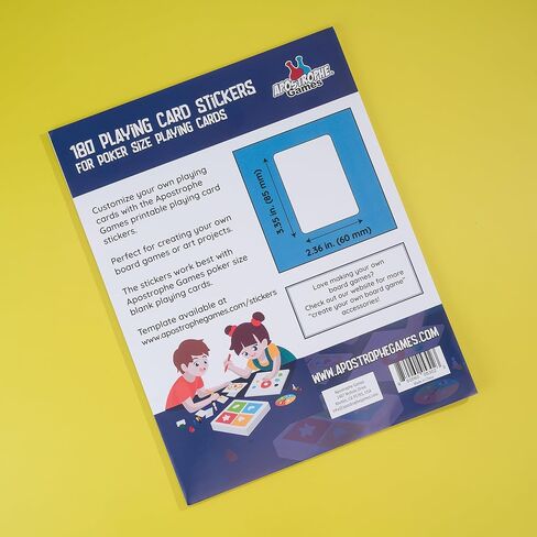 Apostrophe Games Blank Stickers for Playing Cards - Print Your Playing Cards - 180 Labels Sticker Paper for Laser/Ink Jet Printers (3.35" x 2.36") 20 Sheets in Kuwait