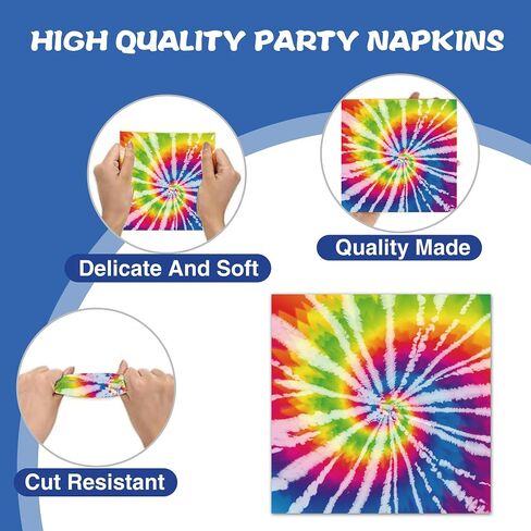 40Pcs Tie Dye Party Napkins Tie Dye Theme Party Paper Napkins Disposable Party Napkins Set Tie Dye Paper Luncheon Napkins Tie Dye Theme Party Supplies in Saudi Arabia
