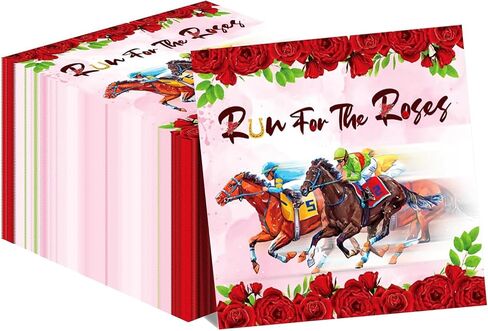 40pcs Horse Racing Party Napkins Derby Day Party Supplies Run for The Roses NapkinsRoses Horse Race Disposable Paper Napkins for Horse Racing Birthday Party Supplies Kentucky Derby Decorations in Saudi Arabia