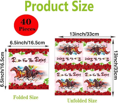 40pcs Horse Racing Party Napkins Derby Day Party Supplies Run for The Roses NapkinsRoses Horse Race Disposable Paper Napkins for Horse Racing Birthday Party Supplies Kentucky Derby Decorations in Saudi Arabia