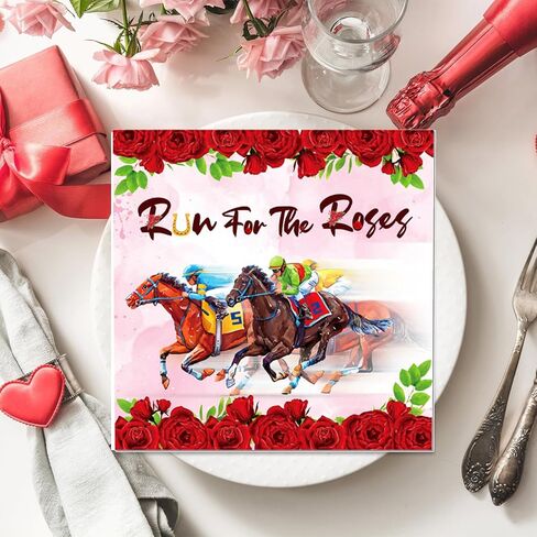 40pcs Horse Racing Party Napkins Derby Day Party Supplies Run for The Roses NapkinsRoses Horse Race Disposable Paper Napkins for Horse Racing Birthday Party Supplies Kentucky Derby Decorations in Saudi Arabia