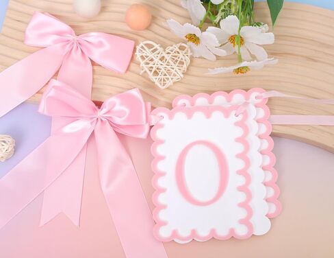 Girls 1st Birthday Decorations - Pink Bow High Chair Banner, Bow First Birthday Photo Props, Pink Bow Cake Smash Party Decorations, Sweet One Birthday Highchair Banner(Pink Bow HighChair Banner) in Saudi Arabia