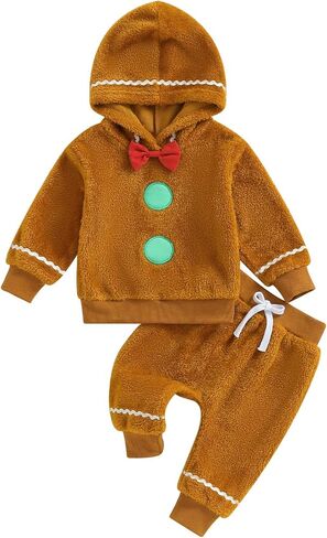 Twopumpkin Toddler Baby Boy Girl Christmas Costumes Kids Christmas Tree Costume Little Girls Hooded Sweatshirt and Pants in Saudi Arabia