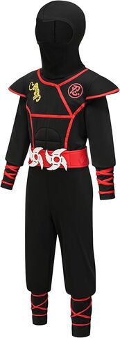 GZ-LAOPAITOU Kids Ninja Costumes for Boys Deluxe Ninja Suit Halloween Cosplay Costumes Party Dress Up with Accessories in Kuwait