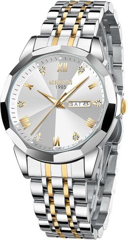NIBOSI Watch for Men Analog Waterproof Diamond Men's Watch with Day-Date Quartz Stainless Steel Strap Classic Dainty Business Dress Wrist Watches for Men in Saudi Arabia