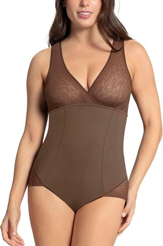 Leonisa Sheer Stripe Detail Sculpting Bodysuit - Tummy Control Shapewear for Women in Saudi Arabia