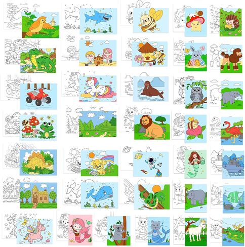 لوحات قماشية مرسومة مسبقًا من Tinlade للرسم مقاس 6 × 7.9 بوصة قماش مشدود مسبقًا للتلوين بنفسك لوحات رسم مطبوعة مسبقًا لوحات رسم تفصيلية للمبتدئين والأطفال والبالغين (نمط الحيوان، 36) in Kuwait