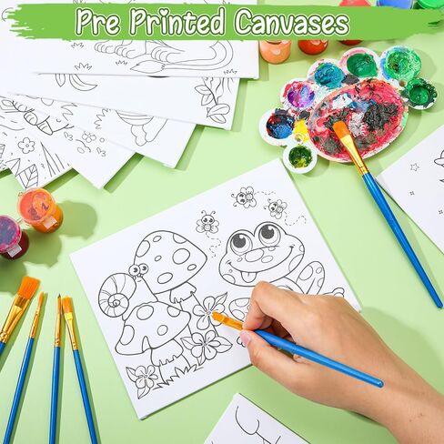 لوحات قماشية مرسومة مسبقًا من Tinlade للرسم مقاس 6 × 7.9 بوصة قماش مشدود مسبقًا للتلوين بنفسك لوحات رسم مطبوعة مسبقًا لوحات رسم تفصيلية للمبتدئين والأطفال والبالغين (نمط الحيوان، 36) in Kuwait
