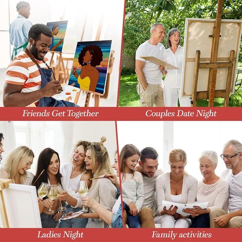 Paint and Sip Kit Pre Drawn Canvas to Paint for Adults Afro Lady Theme Sip and Paint Kit Girl's Party Supplies for Galentine's Day(8x10 Inch) in Saudi Arabia