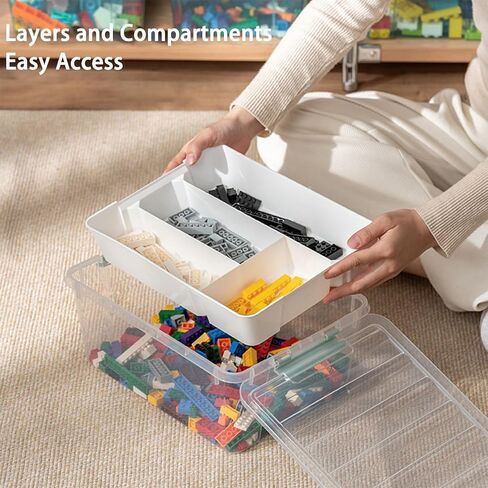 صناديق تنظيم تخزين الألعاب من أجل ليغو، تخزين مكعبات البناء، حاويات تخزين لتخزين الطوب، صندوق منظم بلاستيكي قابل للتكديس (شفاف) in Kuwait