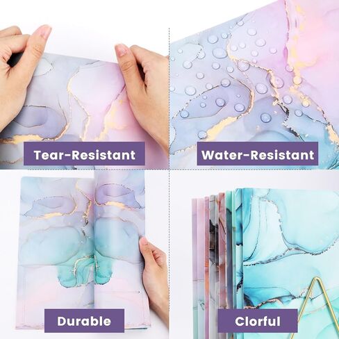 Ddaowanx Folders with Pockets and Prongs, 6 Pack 2 Pocket 3 Prong Cute Marble Style Folder,Plastic Folders for Documents (6) in Saudi Arabia