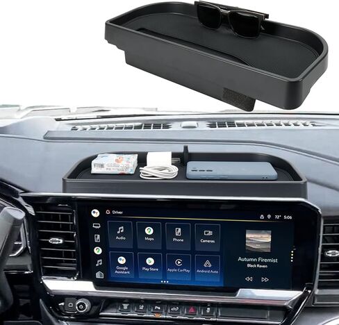 منظم لوحة التحكم المركزية متوافق مع 2022-2024 Chevy Silverado/GMC Sierra 1500/ 2500HD/ 3500HD علبة تخزين لوحة القيادة خلف الملحقات الداخلية للشاشة 13.4 بوصة in Kuwait