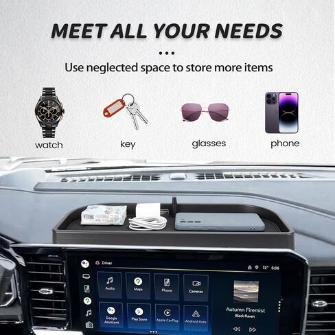 منظم لوحة التحكم المركزية متوافق مع 2022-2024 Chevy Silverado/GMC Sierra 1500/ 2500HD/ 3500HD علبة تخزين لوحة القيادة خلف الملحقات الداخلية للشاشة 13.4 بوصة in Kuwait