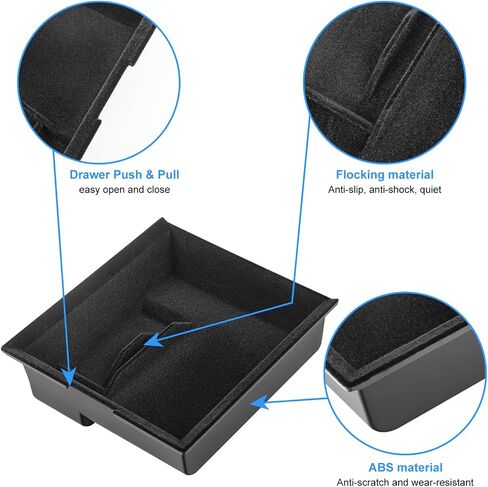 5PCS 2024 Model Y Front + Rear Flocked Center Console Organizer Tray Armrest Hidden Storage Box Cup Holder Silicone Key Card Holder for 2021-2024 New Tesla Model Y Accessories in Kuwait
