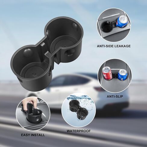 5PCS 2024 Model Y Front + Rear Flocked Center Console Organizer Tray Armrest Hidden Storage Box Cup Holder Silicone Key Card Holder for 2021-2024 New Tesla Model Y Accessories in Kuwait