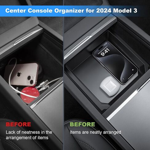 5PCS 2024 Model Y Front + Rear Flocked Center Console Organizer Tray Armrest Hidden Storage Box Cup Holder Silicone Key Card Holder for 2021-2024 New Tesla Model Y Accessories in Kuwait