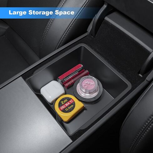 5PCS 2024 Model Y Front + Rear Flocked Center Console Organizer Tray Armrest Hidden Storage Box Cup Holder Silicone Key Card Holder for 2021-2024 New Tesla Model Y Accessories in Kuwait