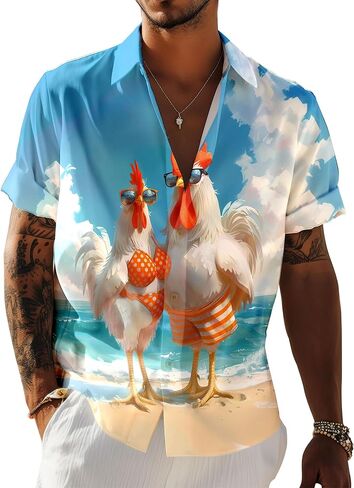 Mens Hawaiian Shirts Short Sleeve Funny Shirts Beach Shirts for Men,Button Down Hawaiian Shirt for Men in Saudi Arabia