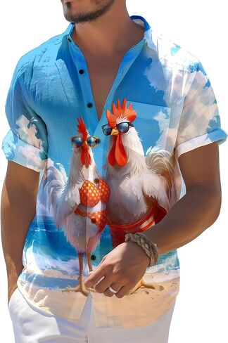 Mens Hawaiian Shirts Short Sleeve Funny Shirts Beach Shirts for Men,Button Down Hawaiian Shirt for Men in Saudi Arabia