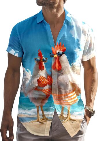 Mens Hawaiian Shirts Short Sleeve Funny Shirts Beach Shirts for Men,Button Down Hawaiian Shirt for Men in Saudi Arabia