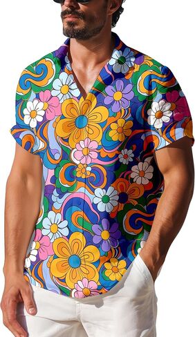 Mens Hawaiian Shirts Short Sleeve Funny Shirts Beach Shirts for Men,Button Down Hawaiian Shirt for Men in Saudi Arabia
