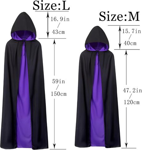 Unisex Vampire Witch Hooded Capes,Women's Halloween Costumes Reversible Cloak,Cosplay Masquerade Party Robes in Kuwait