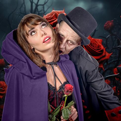 Unisex Vampire Witch Hooded Capes,Women's Halloween Costumes Reversible Cloak,Cosplay Masquerade Party Robes in Kuwait