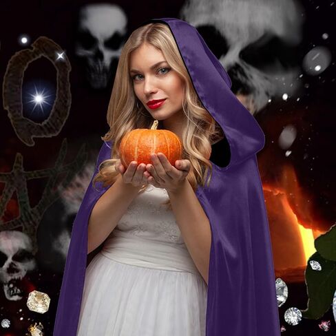 Unisex Vampire Witch Hooded Capes,Women's Halloween Costumes Reversible Cloak,Cosplay Masquerade Party Robes in Kuwait