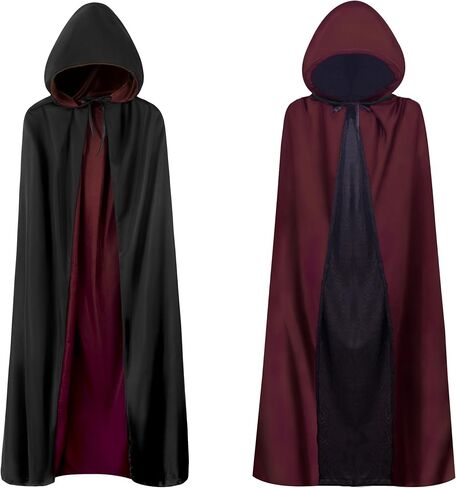 Unisex Vampire Witch Hooded Capes,Women's Halloween Costumes Reversible Cloak,Cosplay Masquerade Party Robes in Kuwait