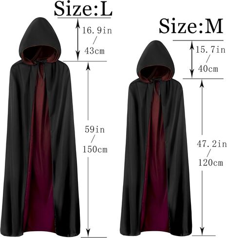 Unisex Vampire Witch Hooded Capes,Women's Halloween Costumes Reversible Cloak,Cosplay Masquerade Party Robes in Kuwait