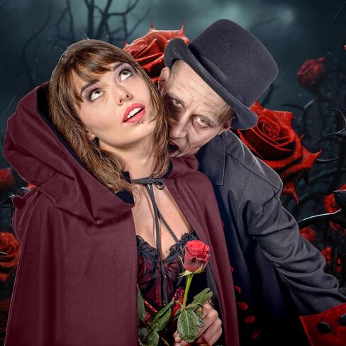 Unisex Vampire Witch Hooded Capes,Women's Halloween Costumes Reversible Cloak,Cosplay Masquerade Party Robes in Kuwait