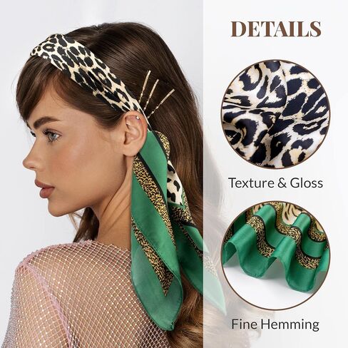 Silk Feeling Head Hair Scarf for Women Neck Square Scarves 27.5"X27.5" in Kuwait