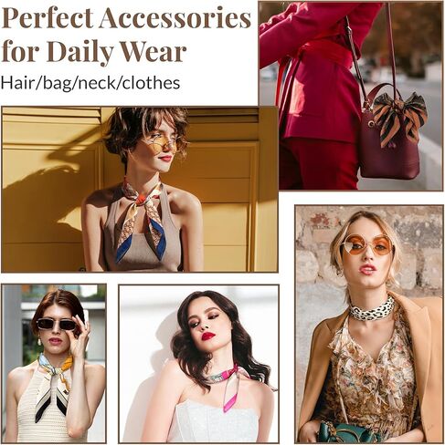 Silk Feeling Head Hair Scarf for Women Neck Square Scarves 27.5"X27.5" in Kuwait