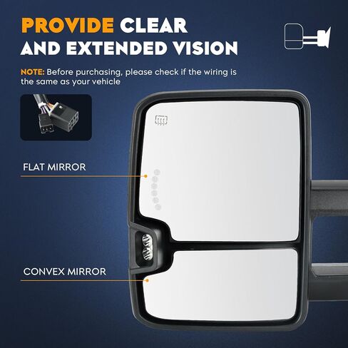 Towing Mirrors for Chevy GMC 2002 Avalanche 1500 2500, 1999-02 Silverado 1500 2500, 2001-02 Sierra HD 3500, 2000-02 Suburban Tahoe Yukon Power Heated with Arrow Light Folding Telescoping (1 Pair) in Saudi Arabia