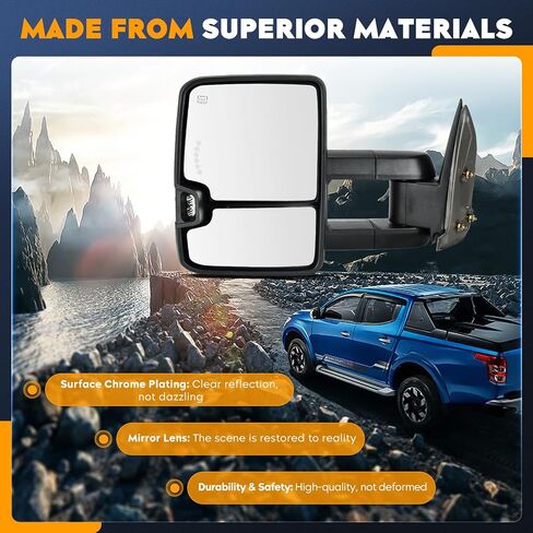 Towing Mirrors for Chevy GMC 2002 Avalanche 1500 2500, 1999-02 Silverado 1500 2500, 2001-02 Sierra HD 3500, 2000-02 Suburban Tahoe Yukon Power Heated with Arrow Light Folding Telescoping (1 Pair) in Saudi Arabia