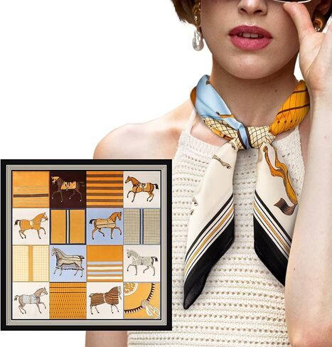 Silk Feeling Head Hair Scarf for Women Neck Square Scarves 27.5"X27.5" in Kuwait