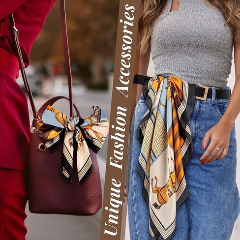 Silk Feeling Head Hair Scarf for Women Neck Square Scarves 27.5"X27.5" in Kuwait