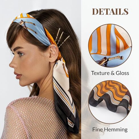 Silk Feeling Head Hair Scarf for Women Neck Square Scarves 27.5"X27.5" in Kuwait