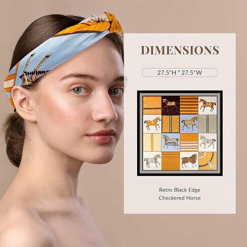 Silk Feeling Head Hair Scarf for Women Neck Square Scarves 27.5"X27.5" in Kuwait