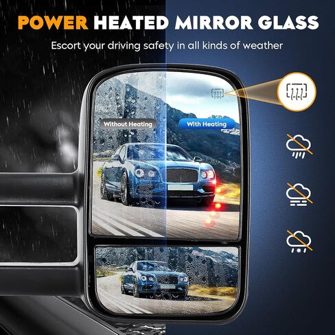 Towing Mirrors for Chevy GMC Silverado Suburban Sierra 1500 2500 HD Tahoe Yukon 2003 2004 2005 2006, 3500 Classic 2007 Power Heated with Arrow Light Manual Folding Telescoping (1 Pair) in Saudi Arabia
