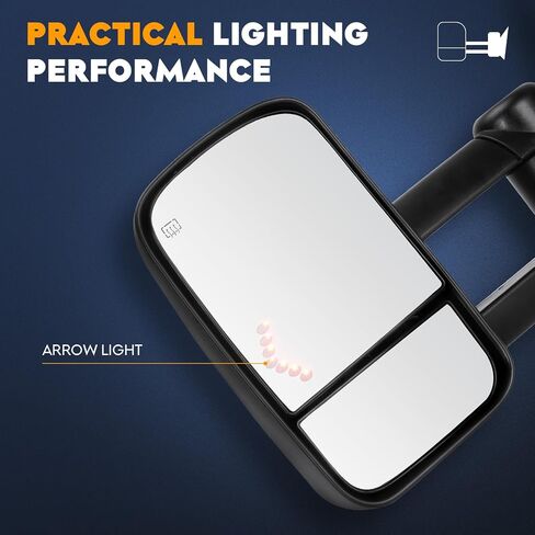 Towing Mirrors for Chevy GMC Silverado Suburban Sierra 1500 2500 HD Tahoe Yukon 2003 2004 2005 2006, 3500 Classic 2007 Power Heated with Arrow Light Manual Folding Telescoping (1 Pair) in Saudi Arabia