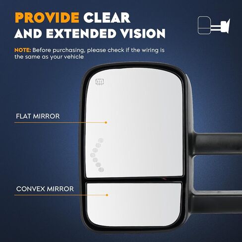 Towing Mirrors for Chevy GMC Silverado Suburban Sierra 1500 2500 HD Tahoe Yukon 2003 2004 2005 2006, 3500 Classic 2007 Power Heated with Arrow Light Manual Folding Telescoping (1 Pair) in Saudi Arabia