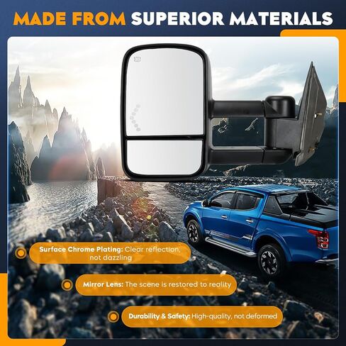 Towing Mirrors for Chevy GMC Silverado Suburban Sierra 1500 2500 HD Tahoe Yukon 2003 2004 2005 2006, 3500 Classic 2007 Power Heated with Arrow Light Manual Folding Telescoping (1 Pair) in Saudi Arabia