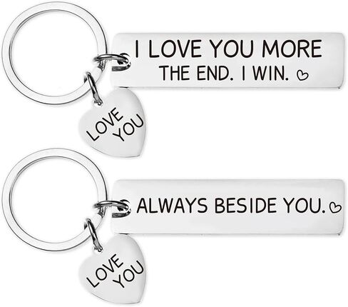 Couple Keychain for Boyfriend Girlfriend - I Love You More The End I Win Heart Keychains Gifts for Birthday Christmas in Saudi Arabia