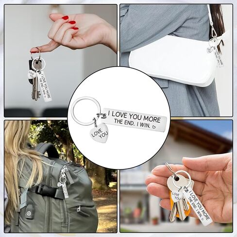 Couple Keychain for Boyfriend Girlfriend - I Love You More The End I Win Heart Keychains Gifts for Birthday Christmas in Saudi Arabia