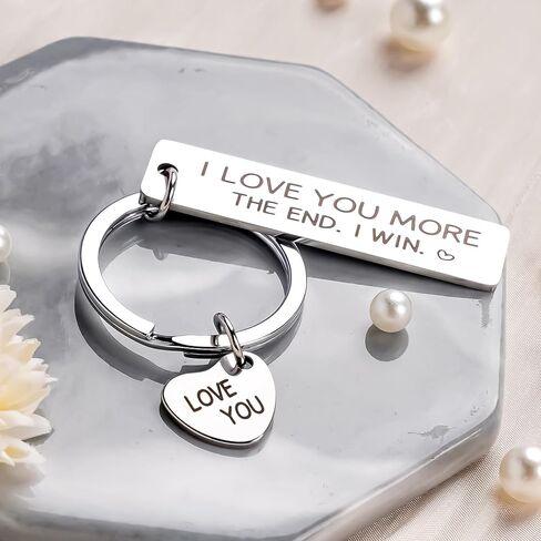 Couple Keychain for Boyfriend Girlfriend - I Love You More The End I Win Heart Keychains Gifts for Birthday Christmas in Saudi Arabia