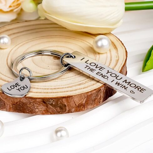 Couple Keychain for Boyfriend Girlfriend - I Love You More The End I Win Heart Keychains Gifts for Birthday Christmas in Saudi Arabia