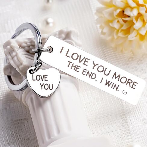 Couple Keychain for Boyfriend Girlfriend - I Love You More The End I Win Heart Keychains Gifts for Birthday Christmas in Saudi Arabia
