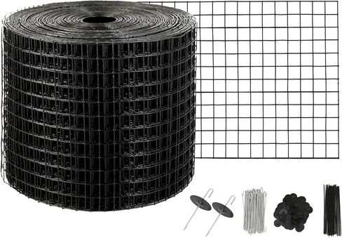 VEVOR Solar Panel Bird Guard 6inch PVC Coated Mesh Roll Kit, Critter Fence,Pigeon Proofing, Black, 6in x 98ft with 100pcs Fasteners, 50pcs Tie Wires in Kuwait